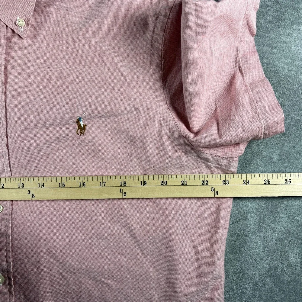 Polo Ralph Lauren Mens Large Pink Short Sleeve Oxford Button Down Shirt Classic